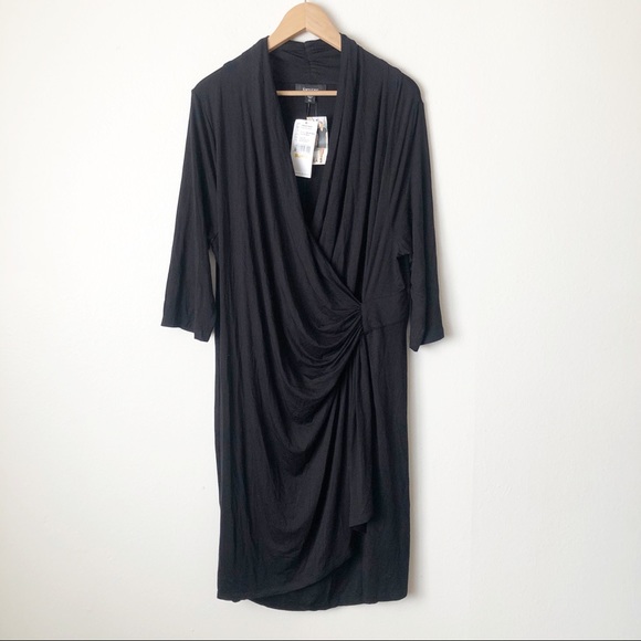 Karen Kane Dresses & Skirts - Karen Kane Black Faux Wrap Dress Stretch Knit 3X